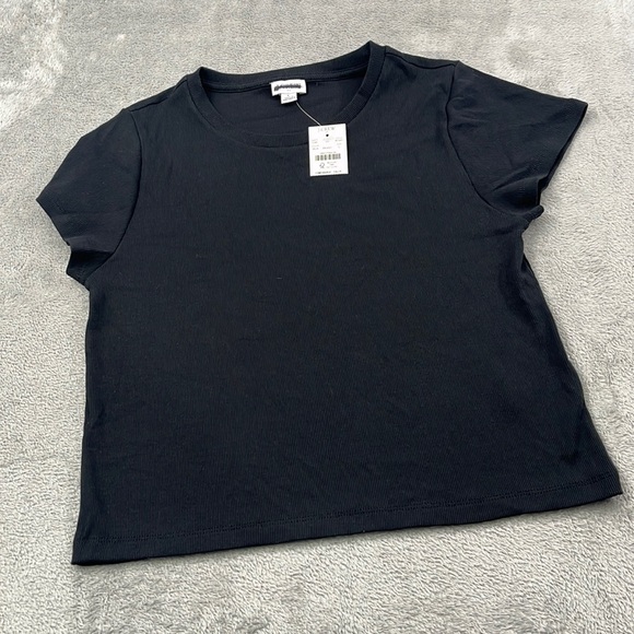 J. Crew Classic Black Short Sleeve Cropped Tee - Picture 1 of 8
